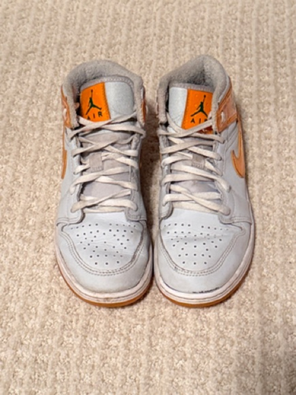Jordan Kids Mid-Top Sneakers in White and Orange